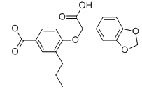 structure of CAS# 159590-92-8, alpha-[4-(Methoxycarbonyl)-2-Propylphenoxy]-1,3-Benzodioxole-5-Acetic Acid;2-(2H-1,3-Dioxol-4-Yl)-2-[4-(Methoxycarbonyl)-2-Propylphenoxy]-2-Phenylacetic Acid;METHYL 4-(BENZO[1,3]DIOXOL-5-YL-CARBOXYMETHOXY)-3-PROPYLBENZOATE