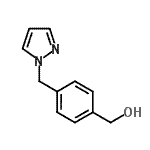 structure of CAS# 160388-55-6, [4-(1H-Pyrazol-1-Ylmethyl)Phenyl]Methanol;[4-(pyrazolylmethyl)phenyl]methan-1-ol;benzenemethanol, 4-(1H-pyrazol-1-ylmethyl);MFCD08435916