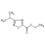 structure of CAS# 163719-70-8, Ethyl 3-Isopropyl-1,2,4-Oxadiazole-5-Carboxylate;1,2,4-Oxa<wbr>diazole-5<wbr>-carboxyl<wbr>ic acid, <wbr>3-(1-meth<wbr>ylethyl)-<wbr>, ethyl e<wbr>ster;3-Isopropyl-[1,2,4]oxadiazole-5-carboxylic acid ethyl ester;3-Isopropyl-1,2,4-oxadiazole-5-carboxylate d'éthyle