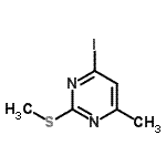 structure of CAS# 16879-42-8, 4-Iodo-6-Methyl-2-(Methylsulfanyl)Pyrimidine;4-Iodo-6-<wbr>methyl-2-<wbr>(methylsu<wbr>lphanyl)p<wbr>yrimidine<wbr>, 4-Iodo-<wbr>6-methyl-<wbr>2-(methyl<wbr>mercapto)<wbr>-1,3-diaz<wbr>ine;4-iodo-6-methyl-2-(methylthio)pyrimidine;4-Iodo-6-methyl-2-methylthio-pyrimidine