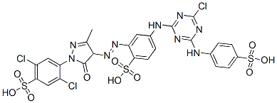 CAS#: 16893-48-4， 4-[[4-Chloro-6-[(4-Sulphophenyl)Amino]-1,3,5-Triazin-2-Yl]Amino]-2-[[1-(2,5-Dichloro-4-Sulphophenyl)-4,5-Dihydro-3-Methyl-5-Oxo-1H-Pyrazol-4-Yl]Azo]Benzenesulphonic Acid