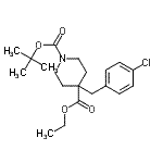 structure of CAS# 174605-91-5, 4-Ethyl 1-(2-Methyl-2-Propanyl) 4-(4-Chlorobenzyl)-1,4-Piperidinedicarboxylate;Ethyl N-Boc-4-(4-chlorobenzyl)piperidine-4-carboxylate;673900_ALDRICH