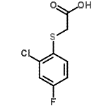 structure of CAS# 175135-76-9, [(2-Chloro-4-Fluorophenyl)Sulfanyl]Acetic Acid;2-(2-CHLORO-4-FLUOROPHENYLTHIO)ACETICACID;2-[(2-Chloro-4-fluorophenyl)sulfanyl]acetic acid;MFCD00052113
