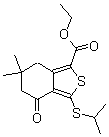 structure of CAS# 175202-44-5, 4,5,6,7-Tetrahydro-6,6-Dimethyl-3-[(1-Methylethyl)Thio]-4-Oxo-Benzo[c]Thiophene-1-Carboxylic Acid Ethyl Ester;ETHYL 6,6-DIMETHYL-3-(ISOPROPYLTHIO)-4-OXO-4,5,6,7-TETRAHYDROBENZO(C)THIOPHEN-4-ONE-1-CARBOXYLATE;ETHYL 3-(ISOPROPYLTHIO)-6,6-DIMETHYL-4-OXO-4,5,6,7-TETRAHYDROBENZO[C]THIOPHENE-1-CARBOXYLATE;Ethyl 3-(Isopropylthio)-6,6-Dimethyl-4-Oxo-4,5,6,7- Tetrahydrobenzo[C]Thiophene-1-Car