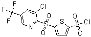 structure of CAS# 175203-00-6, 5-[3-Chloro-5-(Trifluoromethyl)Pyrid-2-Ylsulphonyl]Thiophene-2-Sulphonyl Chloride;S-[5-Chloro-3-(Trifluoromethyl)Pyridin-2-Yl]-S-Methylsulphilimine 2,4,6-Trimethylbenzenesulphonate;5-[3-Chloro-5-(Trifluoromethyl)Pyridin-2-Ylsulphonyl]Thiophene-2-Sulphonyl Chloride;2-THIOPHENESULFONYLCHLORIDE,5-[[3-CHLORO-5-(TRIFLUOROMETHYL)-2-PYRIDINYL]SULFONYL]