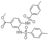 structure of CAS# 175204-19-0, 3,4-Bis[[(4-Methylphenyl)Sulfonyl]Amino]-Benzoic Acid Methyl Ester;Methyl 3,4-Di{[(4-Methylphenyl)Sulphonyl]Amino}Benzoate;METHYL 3,4-DI[[(4-METHYLPHENYL)SULFONYL]AMINO]BENZOATE;METHYL 3,4-BIS(4-METHYLBENZENESULFONAMIDO)BENZOATE
