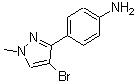 structure of CAS# 175276-41-2, 4-(4-Bromo-1-Methyl-1H-Pyrazol-3-Yl)Aniline;3-(4-Aminophenyl)-4-bromo-1-methylpyrazole;4-(4-bromo-1-methylpyrazol-3-yl)phenylamine;ZINC02575156