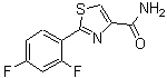structure of CAS# 175276-97-8, 2-(2,4-Difluorophenyl)-1,3-Thiazole-4-Carboxamide;2-(2,4-Difluorophenyl)thiazole-4-carboxamide;2-(2,4-Difluorophenyl)thiazole-4-carboxamide 97%;4-Carbamo<wbr>yl-2-(2,4<wbr>-difluoro<wbr>phenyl)th<wbr>iazole, 1<wbr>-(4-Carba<wbr>moylthiaz<wbr>ol-2-yl)-<wbr>2,4-diflu<wbr>orobenzene