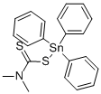 structure of CAS# 1803-12-9, Triphenyl Tin-N,N-Dimethyl Dithiocarbamate;Dimethylaminomethanedithioic Acid Tri(Phenyl)Stannyl Ester;Nsc118035