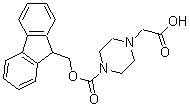 structure of CAS# 180576-05-0, 4-[(9H-Fluoren-9-Ylmethoxy)Carbonyl]-1-PiperazineAcetic Acid;4-N-FMOC-PIPERAZINE-2-CARBOXYLIC ACID;N4-FMOC-PIPERAZINE-2-CARBOXYLIC ACID;4-FMOC-PIPERAZINE-2-CARBOXYLIC ACID