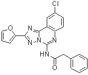 structure of CAS# 183721-15-5, N-[9-Chloro-2-(2-Furyl)[1,2,4]Triazolo[1,5-c]Quinazolin-5-Yl]-2-Phenylacetamide;[183721-15-5];9-Chloro-<wbr>2-(2-fura<wbr>nyl)-5-((<wbr>phenylace<wbr>tyl)amino<wbr>)-[1,2,4]<wbr>triazolo[<wbr>1,5-c]qui<wbr>nazoline;9-chloro-<wbr>2-(2-fury<wbr>l)-5-phen<wbr>ylacetyla<wbr>mino(1,2,<wbr>4)triazol<wbr>o(1,5-c)q<wbr>uinazoline