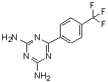 structure of CAS# 186834-97-9, 6-[4-(Trifluoromethyl)Phenyl]-1,3,5-Triazine-2,4-Diamine;1,3,5-TRIAZINE-2,4-DIAMINE,6-[4-(TRIFLUOROMETHYL)PHENYL]-;2,4-Diamino-6-[(4-(trifluoromethyl)phenyl)]-1,3,5-triazine;2,4-Diami<wbr>no-6-[(4-<wbr>(trifluor<wbr>omethyl)p<wbr>henyl)]-1<wbr>,3,5-tria<wbr>zine, 4-(<wbr>4,6-Diami<wbr>no-1,3,5-<wbr>triazin-2<wbr>-yl)benzo<wbr>trifluori<wbr>de