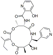 structure of CAS# 18791-21-4, 3-Hydroxy-N-[(2Z,5R,6S,9S,10S,11R)-10-Hydroxy-5,11-Dimethyl-2-(1-Methylpropylidene)-3,7,12-Trioxo-9-(3-Pyridylmethyl)-1,4-Dioxa-8-Azacyclododeca-6-Yl]-2-Pyridinecarboxamide;3-Hydroxy-N-[10-Hydroxy-5,11-Dimethyl-2-(1-Methylpropylidene)-3,7,12-Trioxo-9-(3-Pyridylmethyl)-1,4-Dioxa-8-Azacyclododec-6-Yl]Pyridine-2-Carboxamide;3-Hydroxy-N-[10-Hydroxy-5,11-Dimethyl-2-(1-Methylpropylidene)-3,7,12-Trioxo-9-(3-Pyridylmethyl)-1,4-Dioxa-8-Azacyclododec-6-Yl]-2-Pyridinecarboxamide;3-Hydroxy-N-[10-Hydroxy-3,7,12-Triketo-5,11-Dimethyl-2-(1-Methylpropylidene)-9-(3-Pyridylmethyl)-1,4-Dioxa-8-Azacyclododec-6-Yl]Picolinamide