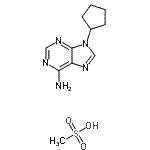 structure of CAS# 189639-09-6, 9-Cyclopentyl-9H-Purin-6-Amine Methanesulfonate (1:1);9-CP-Ade;9-CP-Ade mesylate;9-cyclopentyladenine