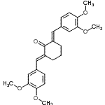 structure of CAS# 18977-33-8, (2E,6E)-2,6-Bis(3,4-Dimethoxybenzylidene)Cyclohexanone;(2E,6E)-2,6-bis(3,4-dimethoxybenzylidene)cyclohexanone;2,6-bis(3,4-dimethoxybenzylidene)cyclohexanone;2,6-Bis-(3,4-dimethoxy-benzylidene)-cyclohexanone