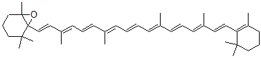 structure of CAS# 1923-89-3, 5,6-Epoxy-beta,beta-Carotene;2,2,6-Trimethyl-1-[(1E,3E,5E,7E,9E,11E,13E,15E,17E)-3,7,12,16-Tetramethyl-18-(2,6,6-Trimethyl-1-Cyclohexenyl)Octadeca-1,3,5,7,9,11,13,15,17-Nonaenyl]-7-Oxabicyclo[4.1.0]Heptane;Lmpr01070267;5,6-Epoxy-Beta,Beta-Carotene
