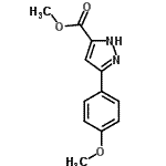 structure of CAS# 192701-83-0, Methyl 5-(4-Methoxyphenyl)-1H-Pyrazole-3-Carboxylate;1H-PYRAZO<wbr>LE-3-CARB<wbr>OXYLICACI<wbr>D, 5-(4-M<wbr>ETHOXYPHE<wbr>NYL)-, ME<wbr>THYL ESTER;5-(4-Meth<wbr>oxy-pheny<wbr>l)-2H-pyr<wbr>azole-3-c<wbr>arboxylic<wbr> acid met<wbr>hyl ester;methyl 3-(4-methoxyphenyl)-1H-pyrazole-5-carboxylate