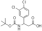 structure of CAS# 193633-52-2, 3-(3,4-Dichlorophenyl)-3-({[(2-Methyl-2-Propanyl)Oxy]Carbonyl}Amino)Propanoic Acid;3- tert -Butoxycarbonylamino-3-(3,4-dichloro-pheny;3- tert -<wbr>Butoxycar<wbr>bonylamin<wbr>o-3-(3,4-<wbr>dichloro-<wbr>phenyl)-p<wbr>ropionic <wbr>acid;3-((tert-<wbr>butoxycar<wbr>bonyl)ami<wbr>no)-3-(3,<wbr>4-dichlor<wbr>ophenyl)p<wbr>ropanoic <wbr>acid