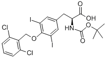 structure of CAS# 201416-66-2, (2S)-3-[4-[(2,6-Dichlorophenyl)methoxy]-3,5-diiodophenyl]-2-[(2-methylpropan-2-yl)oxycarbonylamino]propanoic acid
