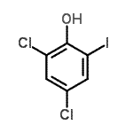 structure of CAS# 2040-83-7, 2,4-Dichloro-6-Iodophenol;ZINC00394287