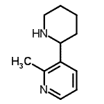 structure of CAS# 2055-12-1, 2-Methyl-3-(2-Piperidinyl)Pyridine;12/1/2055;2-Methyl-3-(2-piperidinyl)pyridine;METHYLANABASINE