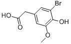 structure of CAS# 206559-42-4, 3-Bromo-4-Hydroxy-5-Methoxy-Benzeneacetic Acid;3-Bromo-5-(Carboxymethyl)-2-Hydroxyanisole, 6-Bromo-4-(Carboxymethyl)-2-Methoxyphenol;3-BROMO-4-HYDROXY-5-METHOXYPHENYLACETIC ACID