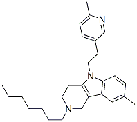 CAS 登录号：20771-49-7， 2,3,4,5-四氢-2-庚基-8-甲基-5-[2-(6-甲基-3-吡啶基)乙基]-1H-吡啶并[4,3-b]吲哚