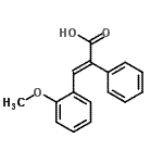 structure of CAS# 20890-72-6, (2E)-3-(2-Methoxyphenyl)-2-Phenylacrylic Acid;(2E)-3-(2-methoxyphenyl)-2-phenylprop-2-enoic acid;3-(2-Methoxyphenyl)-2-phenylacrylic acid;3-(2-METHOXYPHENYL)-2-PHENYLACRYLICACID