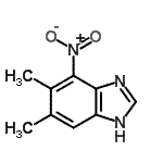 structure of CAS# 21472-08-2, 5,6-Dimethyl-4-Nitro-1H-Benzimidazole;5,6-dimethyl-4-nitro-1H-1,3-benzimidazole;5,6-dimethyl-4-nitro-1H-benzo[d]imidazole;5,6-Dimethyl-7-nitro-1H-benzoimidazole