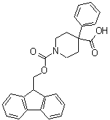 structure of CAS# 215190-19-5, 1-[(9H-Fluoren-9-Ylmethoxy)Carbonyl]-4-Phenyl-4-Piperidinecarboxylic Acid;Fmoc-4-cyclohexyl-piperidine-4-carboxylic acid;Fmoc-4-phenyl-isonipecotic acid;Fmoc-4-phenylpiperidine-4-carboxylic acid