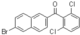 structure of CAS# 216144-77-3, (6-Bromo-2-Naphthyl)(2,6-Dichlorophenyl)Methanone;2,6-dichlorophenyl 6-bromo(2-naphthyl) ketone;6-BROMO-2-(2,6-DICHLOROBENZOYL)NAPHTHALENE;METHANONE,(6-BROMO-2-NAPHTHALENYL)(2,6-DICHLOROPHENYL)-