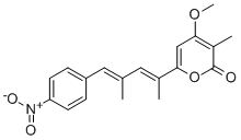 structure of CAS# 22388-89-2, 6-[(1E,3E)-1,3-Dimethyl-4-(4-Nitrophenyl)-1,3-Butadienyl]-4-Methoxy-3-Methyl-2H-Pyran-2-One;6-[(1E,3E)-1,3-Dimethyl-4-(4-Nitrophenyl)Buta-1,3-Dienyl]-4-Methoxy-3-Methyl-Pyran-2-One;6-[(1E,3E)-1,3-Dimethyl-4-(4-Nitrophenyl)Buta-1,3-Dienyl]-4-Methoxy-3-Methyl-2-Pyranone;2H-Pyran-2-One, 6-(1,3-Dimethyl-4-(4-Nitrophenyl)-1,3-Butadienyl)-4-Methoxy-3-Methyl-, (E,E)-