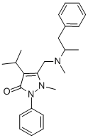 structure of CAS# 22881-35-2, Famprofazone;4-Isopropyl-1-Methyl-5-[[Methyl-(1-Methyl-2-Phenyl-Ethyl)Amino]Methyl]-2-Phenyl-Pyrazol-3-One;4-Isopropyl-1-Methyl-5-[[Methyl-(1-Methyl-2-Phenylethyl)Amino]Methyl]-2-Phenyl-3-Pyrazolone;1-Methyl-5-[(Methyl-(1-Phenylpropan-2-Yl)Amino)Methyl]-2-Phenyl-4-Propan-2-Yl-Pyrazol-3-One