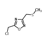 structure of CAS# 229343-09-3, 5-(Chloromethyl)-3-[(Methylsulfanyl)Methyl]-1,2,4-Oxadiazole;5-(chloromethyl)-3-[(methylthio)methyl]-1,2,4-oxadiazole;MFCD08691642