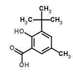 结构式 CAS# 23050-96-6, 2-羟基-5-甲基-3-(2-甲基-2-丙基)苯甲酸