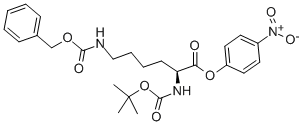 structure of CAS# 2389-46-0, (4-Nitrophenyl) 2-[(2-Methylpropan-2-Yl)Oxycarbonylamino]-6-(Phenylmethoxycarbonylamino)Hexanoate;(4-Nitrophenyl) 2-(Tert-Butoxycarbonylamino)-6-(Phenylmethoxycarbonylamino)Hexanoate;2-[(Tert-Butoxy-Oxomethyl)Amino]-6-[[Oxo-(Phenylmethoxy)Methyl]Amino]Hexanoic Acid (4-Nitrophenyl) Ester;6-(Benzyloxycarbonylamino)-2-(Tert-Butoxycarbonylamino)Hexanoic Acid (4-Nitrophenyl) Ester