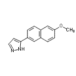 structure of CAS# 258518-56-8, 3-(6-Methoxy-2-Naphthyl)-1H-Pyrazole;1H-PYRAZOLE,3-(6-METHOXY-2-NAPHTHALENYL)-;6-methoxy-2-pyrazol-5-ylnaphthalene;Maybridge1_007850