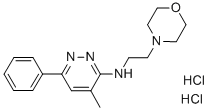 structure of CAS# 25905-77-5, Minaprine Dihydrochloride;4-Methyl-N-(2-Morpholinoethyl)-6-Phenyl-Pyridazin-3-Amine Dihydrochloride;4-Methyl-N-(2-Morpholinoethyl)-6-Phenyl-3-Pyridazinamine Dihydrochloride;(4-Methyl-6-Phenyl-Pyridazin-3-Yl)-(2-Morpholinoethyl)Amine Dihydrochloride