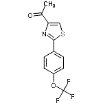 structure of CAS# 265126-59-8, 1-{2-[4-(Trifluoromethoxy)Phenyl]-1,3-Thiazol-4-Yl}Ethanone;1-[2-[4-(<wbr>TRIFLUORO<wbr>METHOXY)P<wbr>HENYL]-1,<wbr>3-THIAZOL<wbr>-4-YL]ETH<wbr>AN-1-ONE;ETHANONE,1-[2-[4-(TRIFLUOROMETHOXY)PHENYL]-4-THIAZOLYL]-;Maybridge1_008633