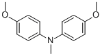 structure of CAS# 27151-57-1, 4,4'-Dimethoxy-N-Methyldiphenylamine;4-Methoxy-N-(4-Methoxyphenyl)-N-Methyl-Aniline;Bis(4-Methoxyphenyl)-Methyl-Amine;4,4'-Dimethoxy-N-Methyldiphenylamine