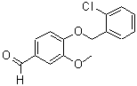 structure of CAS# 306280-02-4, 4-[(2-Chlorobenzyl)Oxy]-3-Methoxybenzaldehyde;4-[(2-chlorobenzyl)oxy]-3-methoxybenzaldehyde;4-[(2-chlorophenyl)methoxy]-3-methoxybenzaldehyde;BENZALDEHYDE,4-[(2-CHLOROPHENYL)METHOXY]-3-METHOXY-