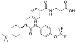 CAS#: 307983-31-9， N-[4-[[[trans-4-(1,1-Dimethylethyl)cyclohexyl][[[4-(trifluoromethoxy)phenyl]amino]carbonyl]amino]methyl]benzoyl]-beta-Alanine