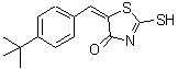 结构式 CAS# 312607-49-1, (5E)-5-[4-(2-甲基-2-丙基)亚苄基]-2-硫基-1,3-噻唑-4(5H)-酮
