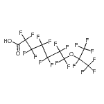 structure of CAS# 32347-41-4, 2,2,3,3,4,4,5,5,6,6,7,7-Dodecafluoro-7-[(1,1,1,2,3,3,3-Heptafluoro-2-Propanyl)Oxy]Heptanoic Acid;7-(Heptafluoroisopropoxy)perfluoroheptanoic acid;MFCD09763611;Perfluoro-7-isopropoxyheptanoic acid