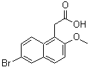 structure of CAS# 329269-13-8, (6-Bromo-2-Methoxy-1-Naphthyl)Acetic Acid;(6-bromo-2-methoxynaphthalen-1-yl)acetic acid;2-(6-bromo-2-methoxynaphthyl)acetic acid;MFCD02669590