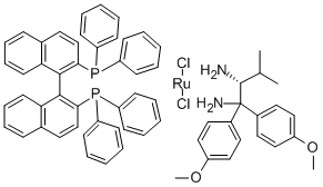 structure of CAS# 329735-86-6, Dichloro[(R)-2,2'-Bis(Diphenylphosphino)-1,1'-Binaphthyl][(R)-1,1-Bis(4-Methoxyphenyl)-2-Isopropylethane-1,2-Diamine]Ruthenium(II);Dichloro[(R)-(+)-2,2'-Bis(Diphenylphosphino)-1,1'-Binaphthyl][(2R)-(-)-1,1-Bis(4-Methoxyphenyl)-3-Methyl-1,2-Butanediamine]Ruthenium(II) Dichloromethane Adduct, Min. 97%;Dichloro[(R)-(+)-2,2'-Bis(Diphenylphosphino)-1,1'-Binaphthyl][(2R)-(-)-1,1-Bis(4-Methoxyphenyl)-3-Methyl-1,2-Butanediamine]Ruthenium(II)Dichloromethaneadduct,Min.97%;DICHLORO[(R)-(+)-2,2'-BIS(DIPHENYLPHOSPHINO)-1,1'-BINAPHTHYL][(2R)-(-)-1,1-BIS(4-METHOXYPHENYL)-3-METHYL-1,2-BUTANEDIAMINE]RUTHENIUM (II)