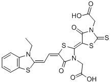 CAS#: 33006-80-3， 2-[(2E,5E)-2-[3-(Carboxymethyl)-4-Oxo-2-Sulfanylidene-1,3-Thiazolidin-5-Ylidene]-5-[(2E)-2-(3-Ethyl-1,3-Benzothiazol-2-Ylidene)Ethylidene]-4-Oxo-1,3-Thiazolidin-3-Yl]Acetic Acid