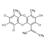 结构式 CAS# 33403-37-1, 6-(2-丁烯-2-基)-2,4,7-三氯-3,8-二羟基-1,9-二甲基-11H-二苯并[b,e][1,4]二氧杂卓-11-酮