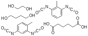 CAS#: 34313-71-8， Hexanedioic acid, polymer with 1,4-butanediol, 1,3-diisocyanato-2-methylbenzene, 1,3-diisocyanato-4-methylbenzene and 1,2-ethanediol