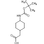 structure of CAS# 344933-31-9, [4-({[(2-Methyl-2-Propanyl)Oxy]Carbonyl}Amino)Cyclohexyl]Acetic Acid;2-(4-((tert-butoxycarbonyl)amino)cyclohexyl)acetic acid;2-(trans-<wbr>4-((tert-<wbr>Butoxycar<wbr>bonyl)ami<wbr>no)cycloh<wbr>exyl)acet<wbr>ic acid;cis-4-tert-Butoxycarbonylaminocyclohexylacetic acid